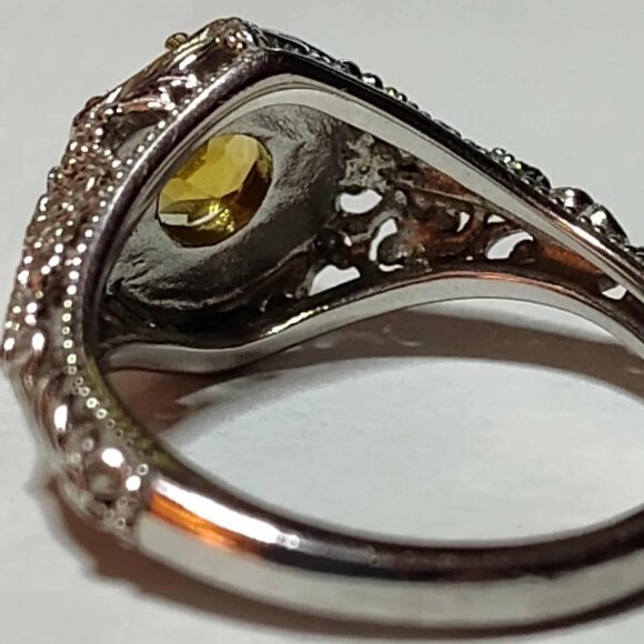 .68CT Round Brazilian Citrine, Rhodium over 925 Sterling silver Solitaire ring s - Picture 7 of 10